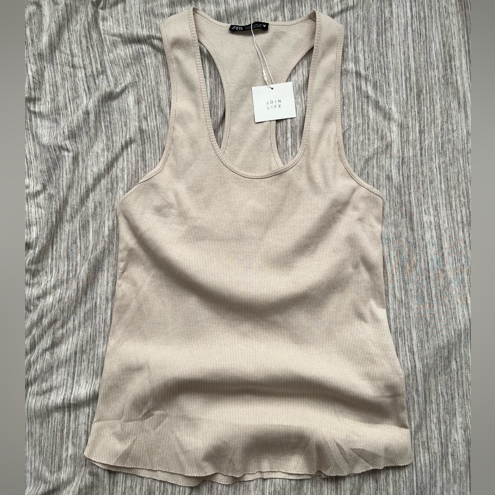 NWT ZARA Nude Ribbed Tank